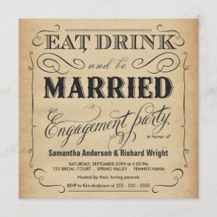 Mangez la boisson soit les invitations mariées de