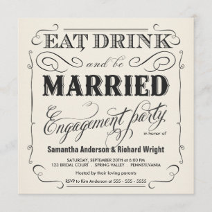 Mangez la boisson soit les invitations mariées de