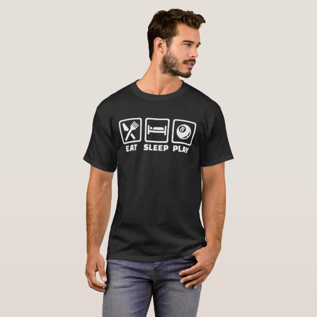 Mangez le T-shirt de billards de piscine de jeu de (Devant entier)