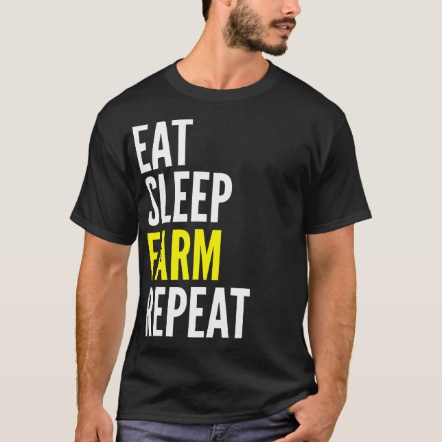 Mangez le T-shirt drôle de répétition de ferme de (Devant)