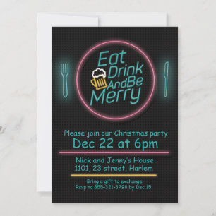 Mangez les joyeuses invitations de fête de Noël de