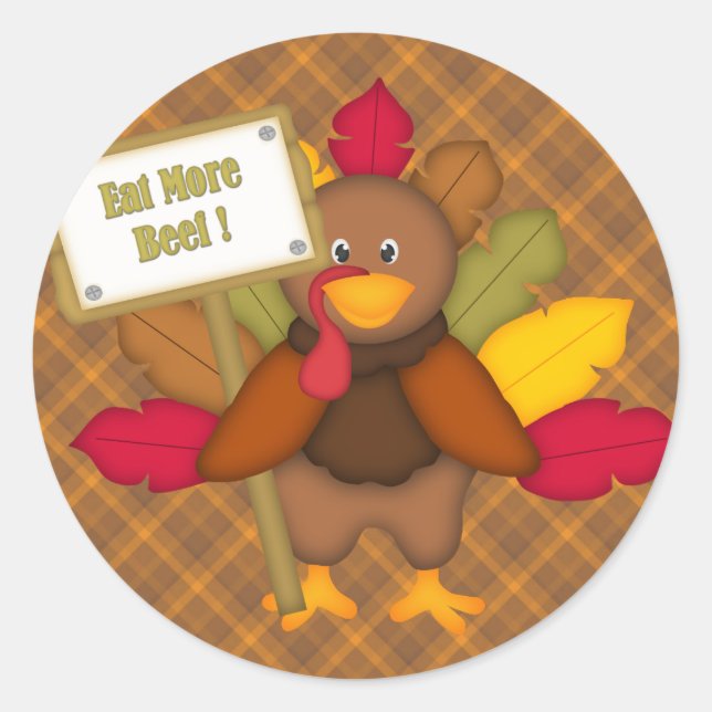 Mangez Plus De Boeuf Sticker Thanksgiving (Devant)