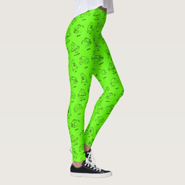 Mangez Sleep Hula Hoop Répétez Neon Yoga Leggings (Droite)