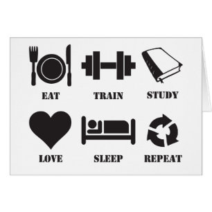 Mangez, Train, Étudier, Amour, Dormir, Répéter