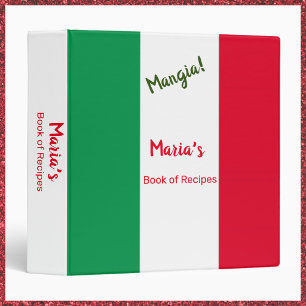 Mangia Italian Flag Red White and Green Recipe Binder