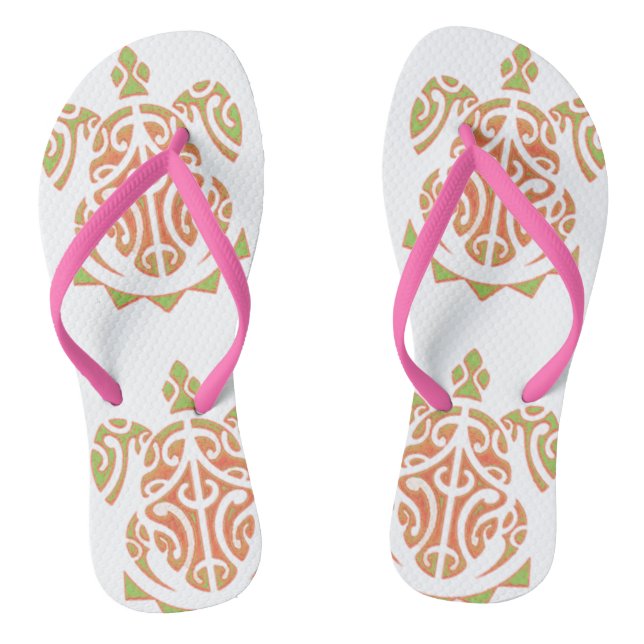 Mango and Lime Polynesian Turtle Flip Flops (Footbed)