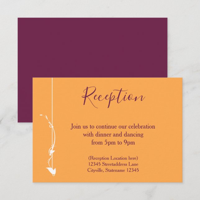Mango and Purple Wedding | Reception Card (Front/Back)