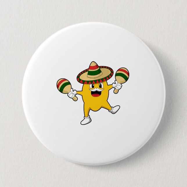 Mango as Musician with Maraca 3 Inch Round Button (Front)