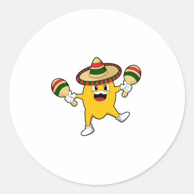 Mango as Musician with Maraca Classic Round Sticker (Front)