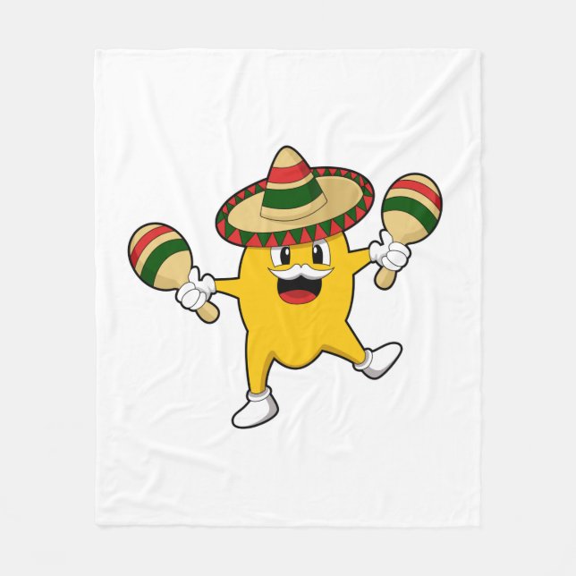 Mango as Musician with Maraca Fleece Blanket (Front)