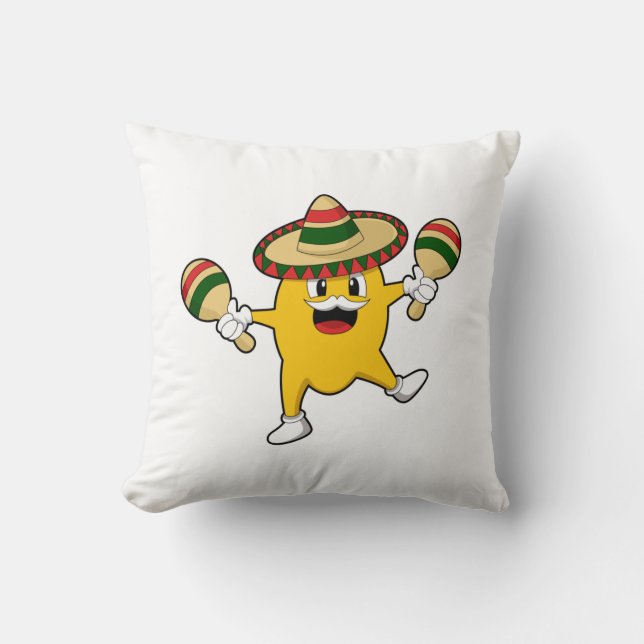 Mango as Musician with Maraca Throw Pillow (Front)