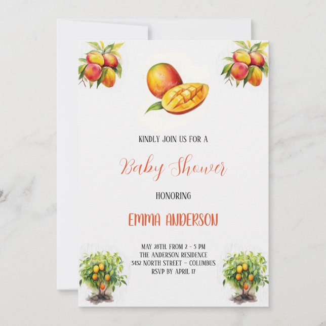 mango babyshower invitation (Front)