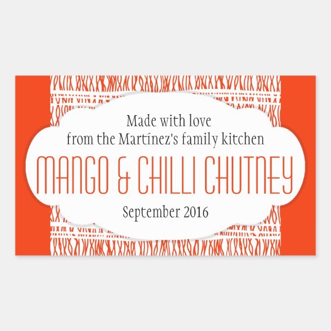 Mango & Chili Chutney étiquette d'aliments orange  (Devant)