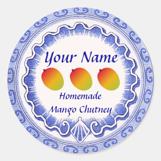 Mango Chutney Personalize Classic Round Sticker (Front)