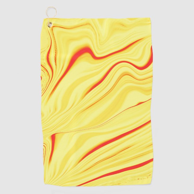 Mango cream with red or coral curved stroke golf towel (Front)