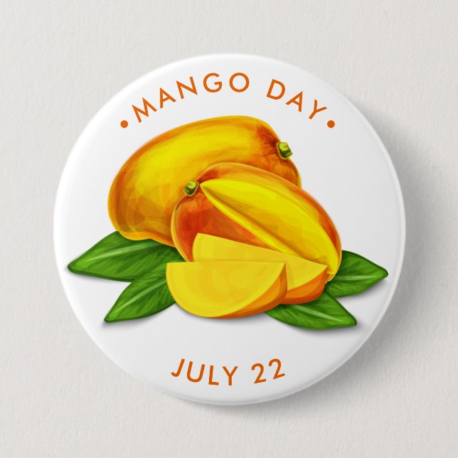 Mango Day, watercolor mango 3 Inch Round Button (Front)