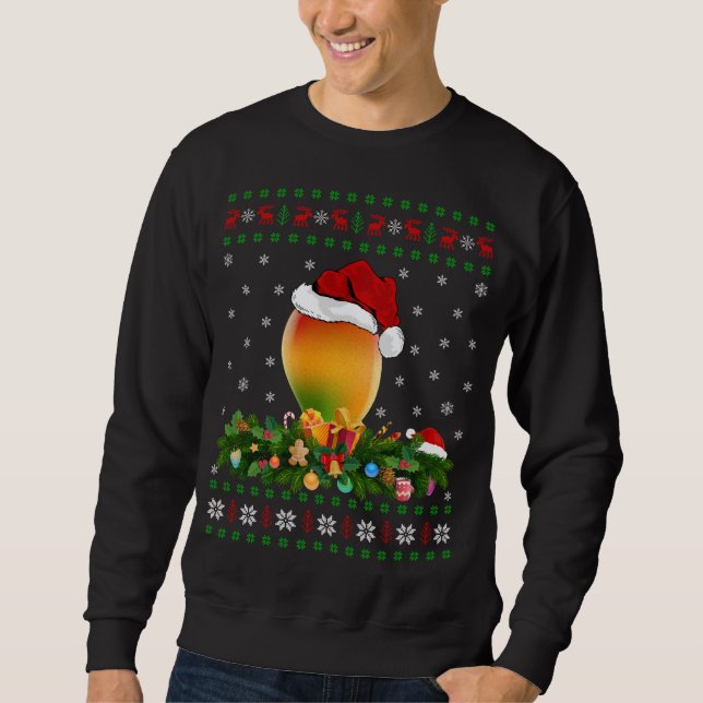 Mango Fruit Lover Xmas Santa Hat Ugly Mango Christ Sweatshirt (Front)