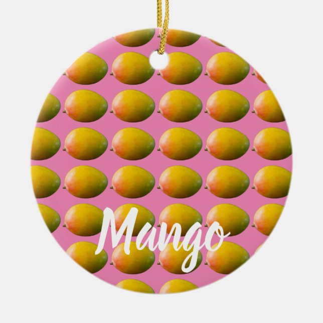 Mango Fruit Pattern for Vegetarian and Vegan Ceramic Ornament (Front)