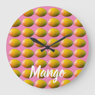 Mango Fruit Pattern for Vegetarian and Vegan Large Clock