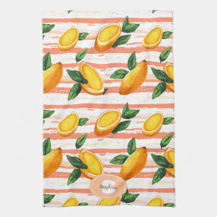Mango Fruit Pattern with Green Leaves Kitchen Towel