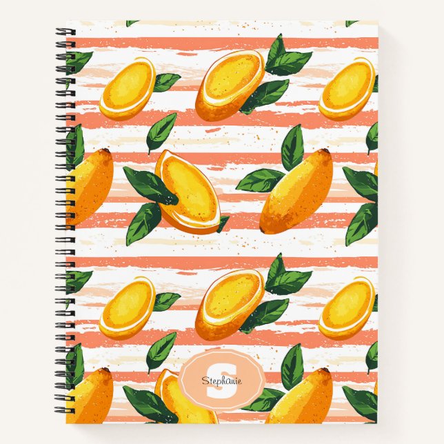 Mango Fruit Pattern with Green Leaves Notebook (Front)