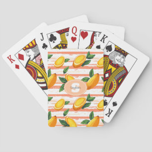 Mango Fruit Pattern with Green Leaves Playing Cards