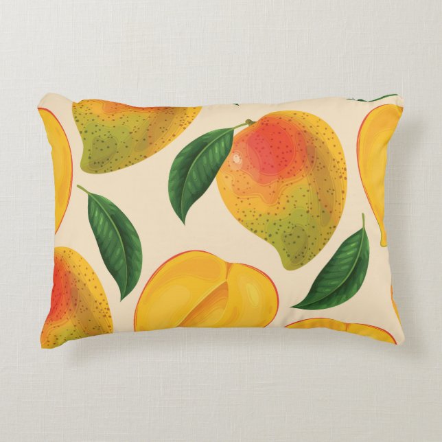 Mango Fruit Seamless Pattern Accent Pillow (Front)