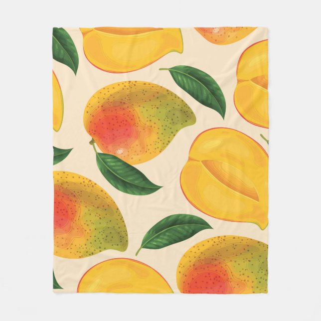 Mango Fruit Seamless Pattern Fleece Blanket (Front)