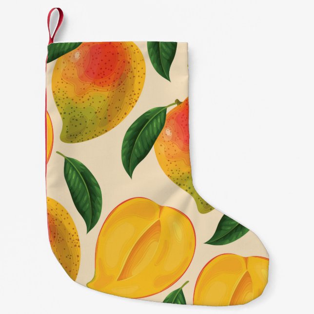 Mango Fruit Seamless Pattern Small Christmas Stocking (Front)