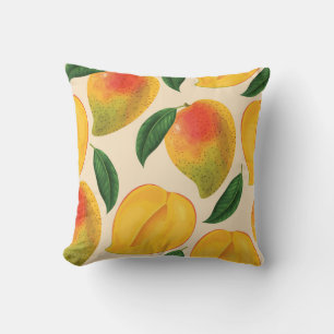 Mango Fruit Seamless Pattern Throw Pillow