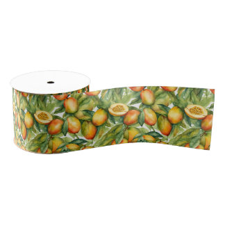 Mango Fruits and Leaves  Grosgrain Ribbon