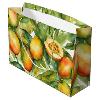 Mango Fruits and Leaves Large Gift Bag