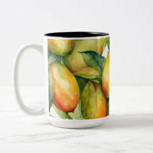 Mango Fruits and Leaves Two-Tone Coffee Mug