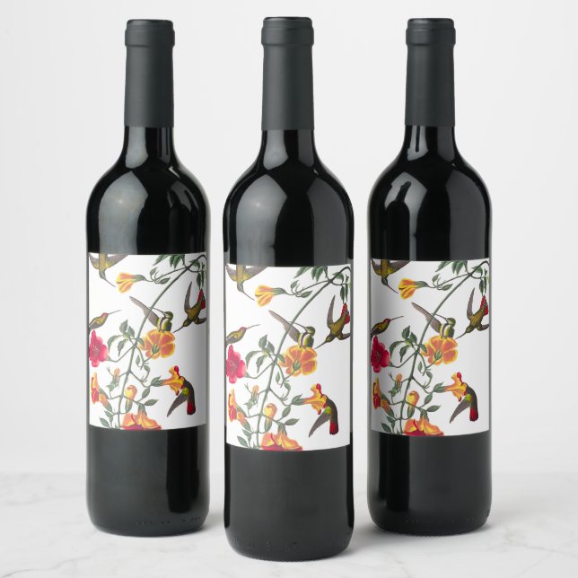 Mango Hummingbird by John James Audubon Wine Label (Bottles)