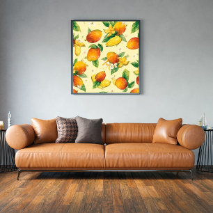 Mango Madness   Tropical Watercolor Mango Pattern Poster