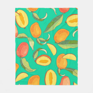 Mango Medley: Tropical Fruit Pattern Fleece Blanket