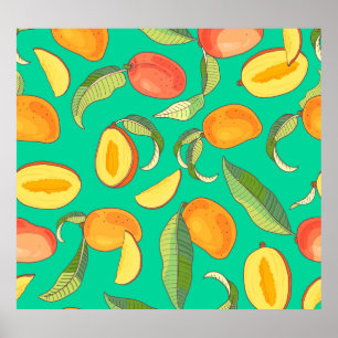 Mango Medley: Tropical Fruit Pattern Poster