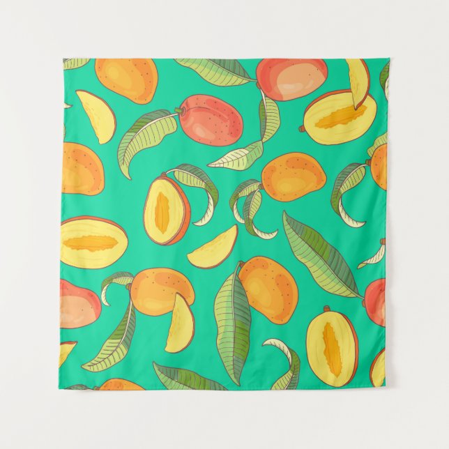 Mango Medley: Tropical Fruit Pattern Tapestry (Front)