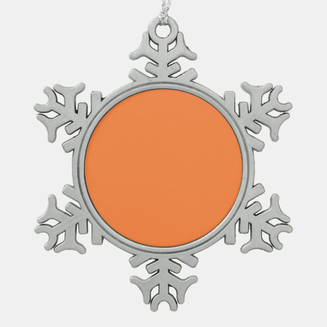 Mango Orange Colour Accent ready to customize Snowflake Pewter Christmas Ornament (Front)