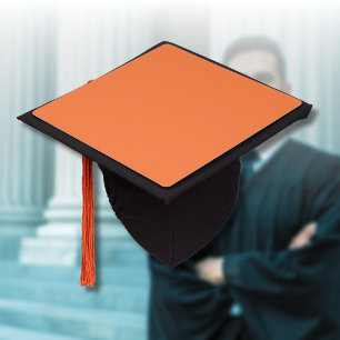 Mango Orange Solid Colour Classic Elegant Graduation Cap Topper