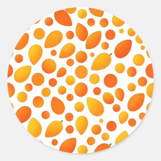 Mango Pattern Vibrant Tropical Fruits Classic Round Sticker (Front)