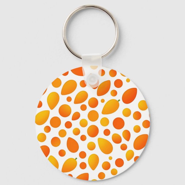 Mango Pattern Vibrant Tropical Fruits Keychain (Front)