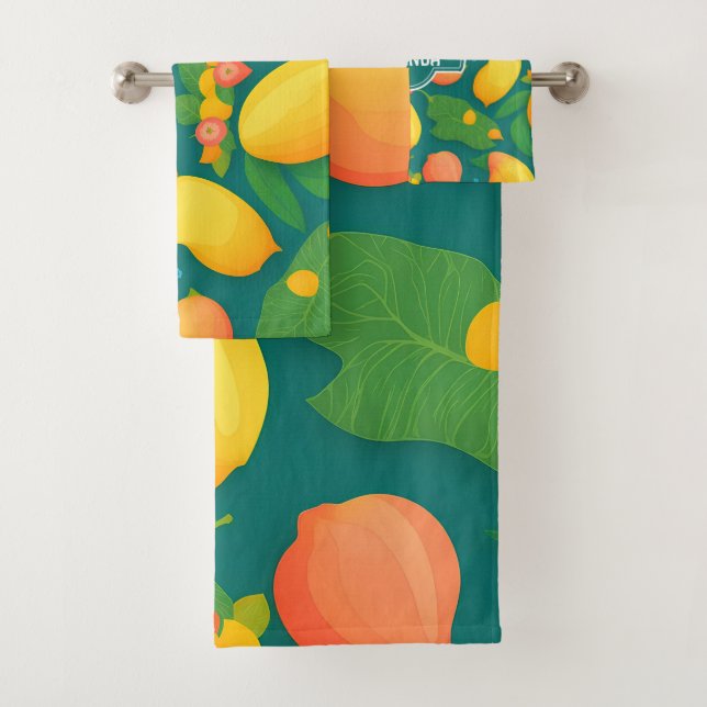 Mango Rainbow Colourful Personalized Pattern Bath Towel Set (Insitu)