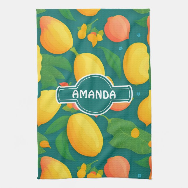 Mango Rainbow Colourful Personalized Pattern Kitchen Towel (Vertical)