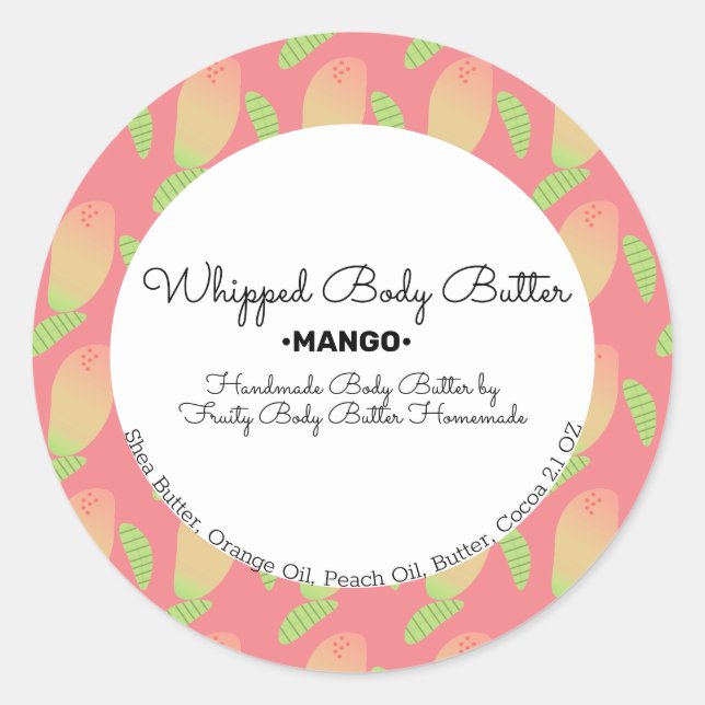 Mango Scent Butter Bath Branding Packaging Classic Round Sticker (Front)