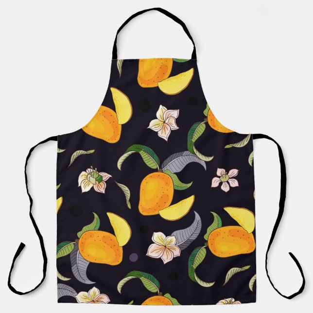 Mango. Seamless pattern with yellow and red tropic Apron (Front)