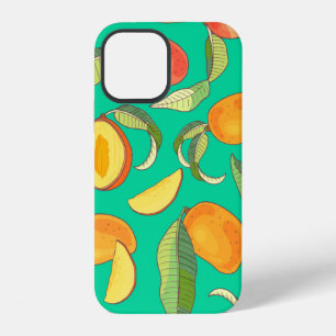 Mango. Seamless pattern with yellow and red tropic iPhone 12 Case