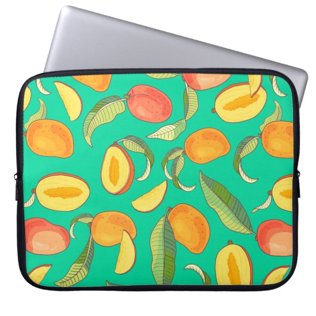 Mango. Seamless pattern with yellow and red tropic Laptop Sleeve (Front)