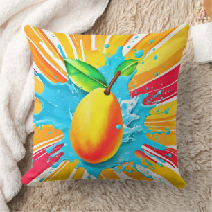 Mango Splash Delight Throw Pillow