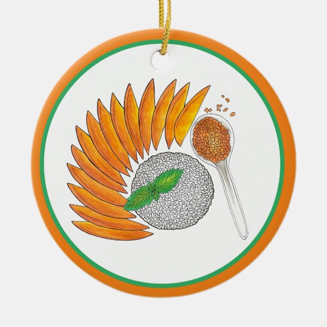 Mango Sticky Rice Dessert Thai Food Cuisine Ceramic Ornament (Front)